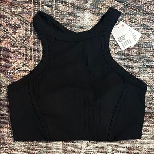 Lululemon Black Ribbed Nulu High-Neck Yoga Bra